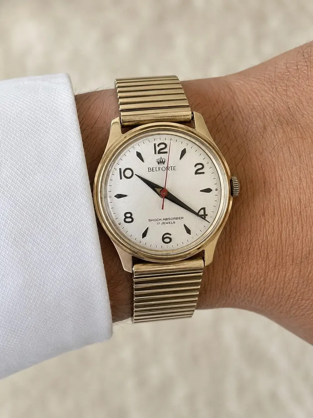 Vintage Belforte 17 Jewel Swiss Manual Wind Gold Filled Men’s Watch Runs Great